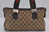 Authentic GUCCI Web Sherry Line Hand Boston Bag GG Canvas Leather Brown 8741J