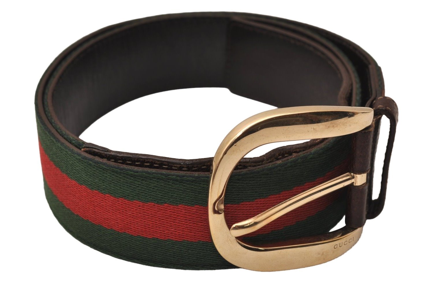 Auth GUCCI Web Sherry Line Belt Canvas Leather 90cm 35.4