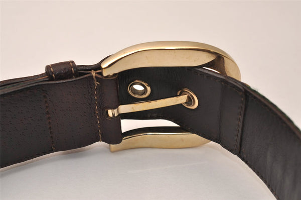 Auth GUCCI Web Sherry Line Belt Canvas Leather 90cm 35.4" 138613 Brown 8742J