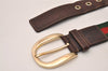 Auth GUCCI Web Sherry Line Belt Canvas Leather 90cm 35.4" 138613 Brown 8742J