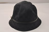 Authentic GUCCI Vintage Bucket Hat GG Canvas Leather Size L 22" Black 8743J