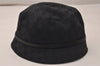 Authentic GUCCI Vintage Bucket Hat GG Canvas Leather Size L 22" Black 8743J