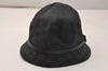 Authentic GUCCI Vintage Bucket Hat GG Canvas Leather Size L 22" Black 8743J