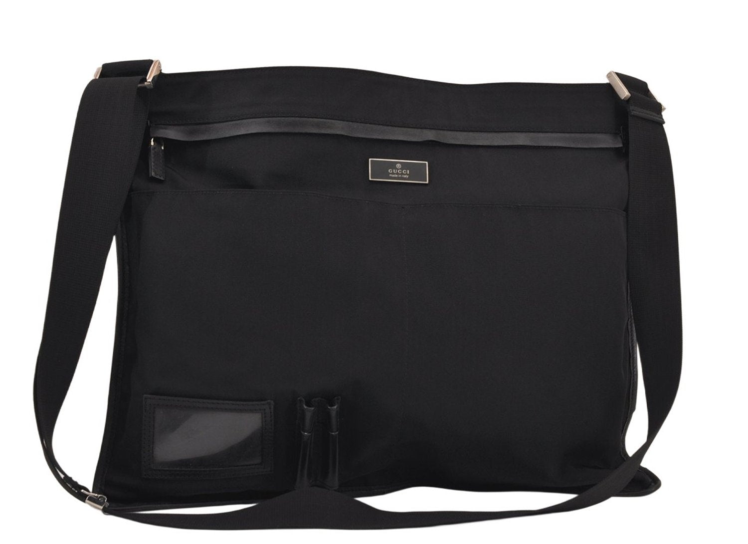 Authentic GUCCI Vintage Shoulder Cross Bag Nylon Leather 0190331 Black 8743M