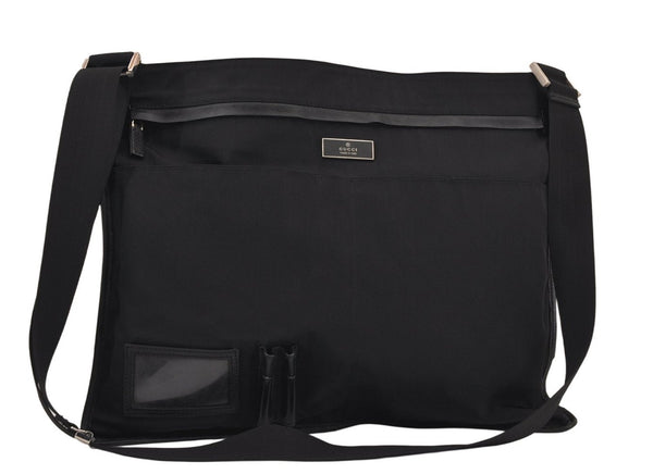 Authentic GUCCI Vintage Shoulder Cross Bag Nylon Leather 0190331 Black 8743M