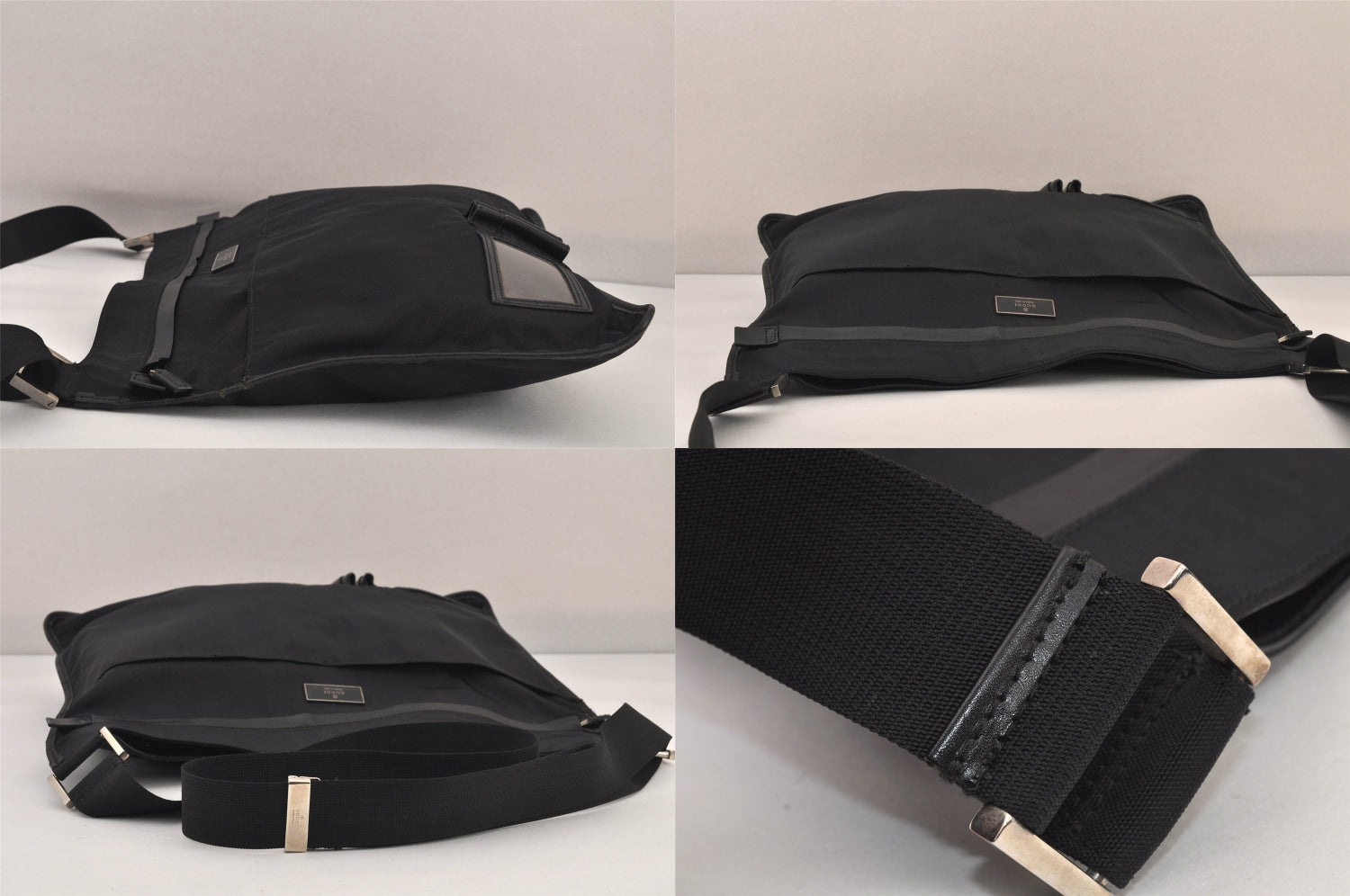 Authentic GUCCI Vintage Shoulder Cross Bag Nylon Leather 0190331 Black 8743M