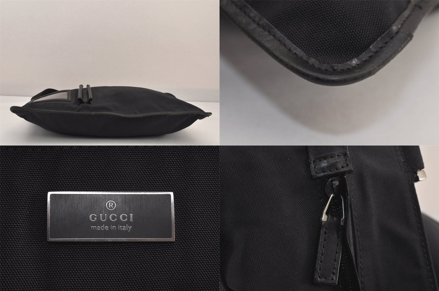 Authentic GUCCI Vintage Shoulder Cross Bag Nylon Leather 0190331 Black 8743M