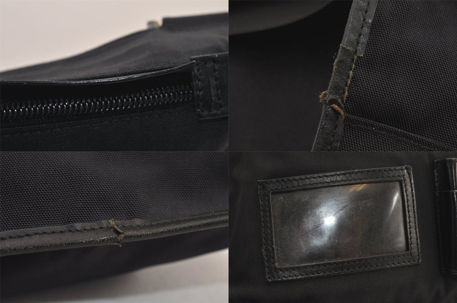 Authentic GUCCI Vintage Shoulder Cross Bag Nylon Leather 0190331 Black 8743M