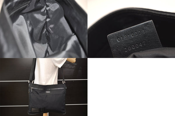 Authentic GUCCI Vintage Shoulder Cross Bag Nylon Leather 0190331 Black 8743M