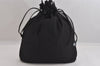 Authentic GUCCI Vintage Shoulder Drawstring Bag Nylon Leather Black 8747M