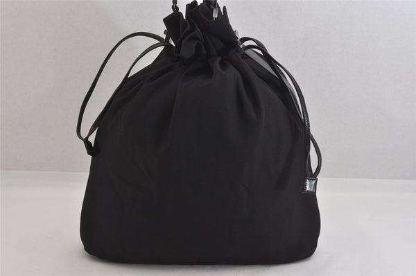 Authentic GUCCI Vintage Shoulder Drawstring Bag Nylon Leather Black 8747M