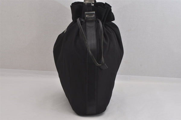 Authentic GUCCI Vintage Shoulder Drawstring Bag Nylon Leather Black 8747M