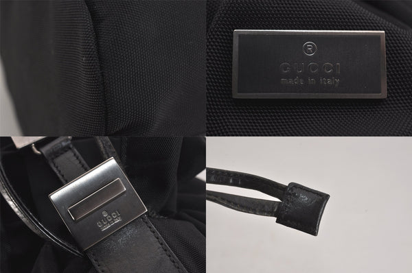 Authentic GUCCI Vintage Shoulder Drawstring Bag Nylon Leather Black 8747M