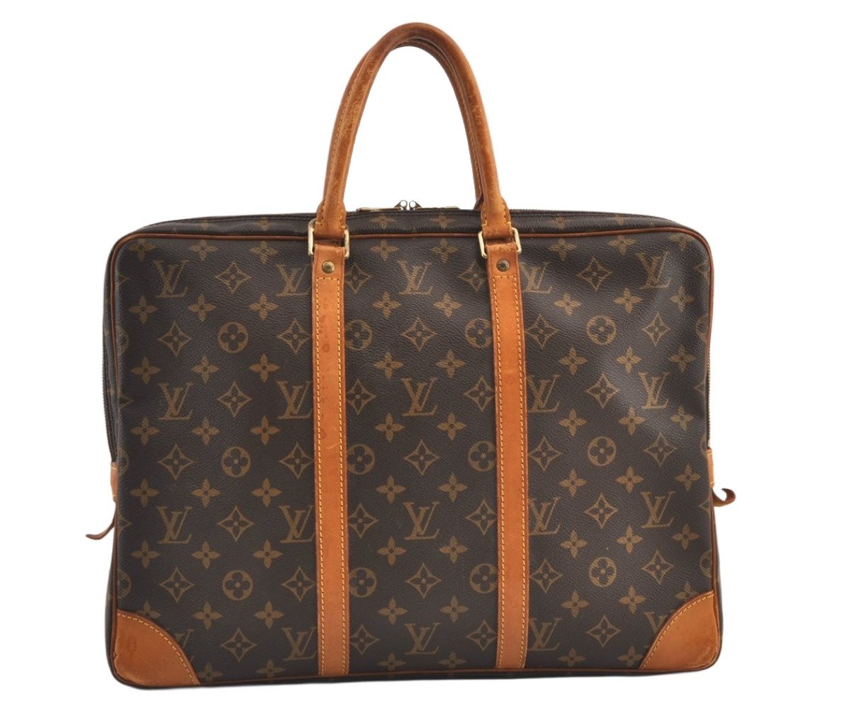 Authentic Louis Vuitton Monogram Porte Documents Voyage M40226 Briefcase 8748J