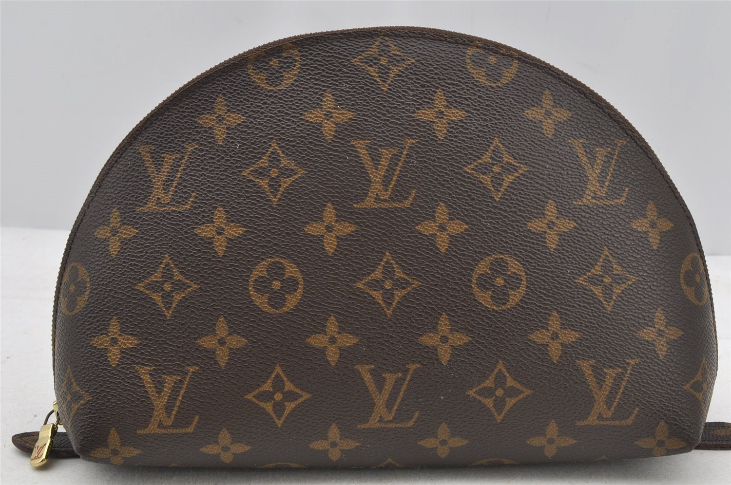 Auth Louis Vuitton Monogram Trousse Demi Ronde 23 Pouch M47520 LV Junk 8749I