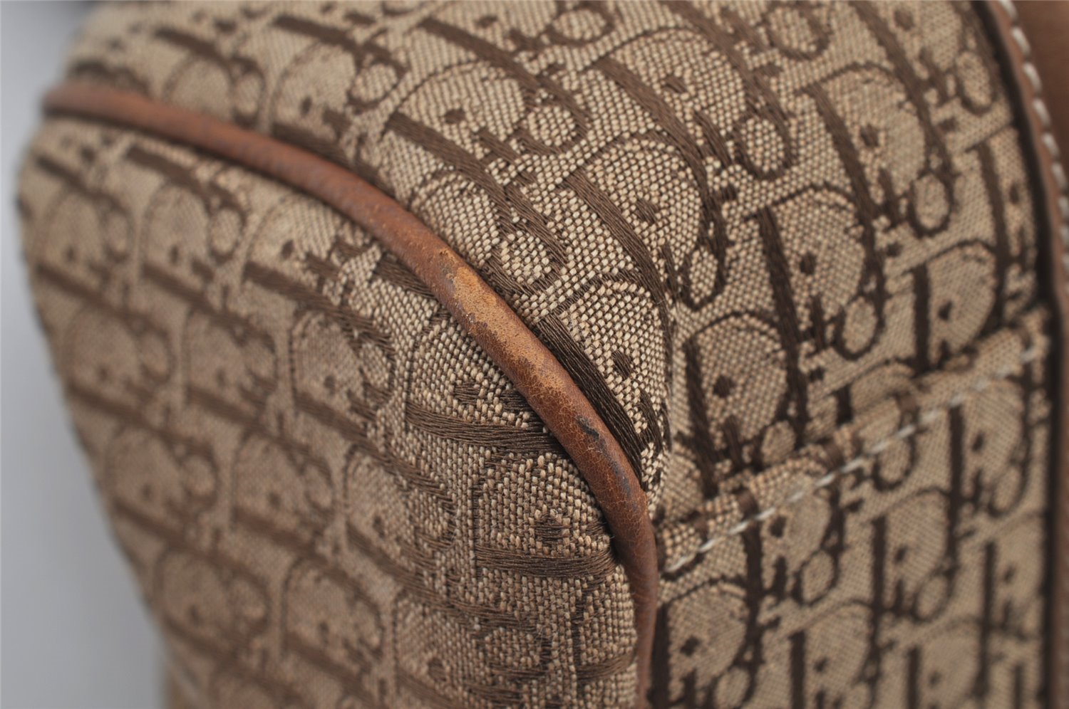 Authentic Christian Dior Trotter Shoulder Hand Bag Canvas Leather Brown 8750J