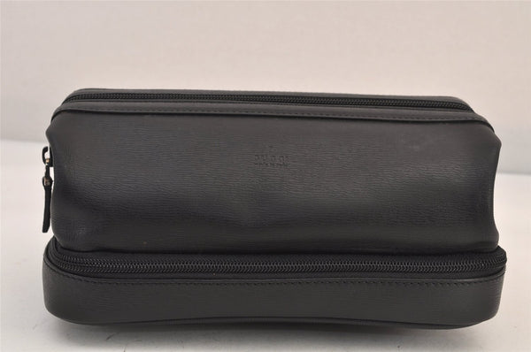 Authentic GUCCI Vintage Vanity Hand Bag Purse Leather Black 8751M