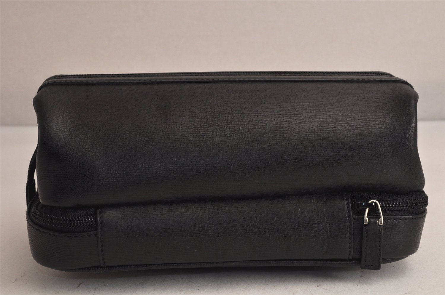 Authentic GUCCI Vintage Vanity Hand Bag Purse Leather Black 8751M