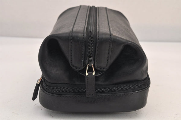 Authentic GUCCI Vintage Vanity Hand Bag Purse Leather Black 8751M