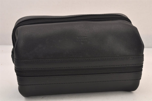Authentic GUCCI Vintage Vanity Hand Bag Purse Leather Black 8751M