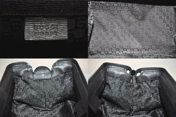 Authentic GUCCI Vintage Vanity Hand Bag Purse Leather Black 8751M