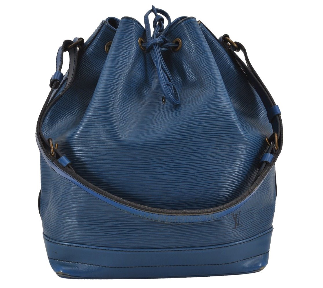 Authentic Louis Vuitton Epi Noe Shoulder Drawstring Bag Blue M44005 LV 8753J