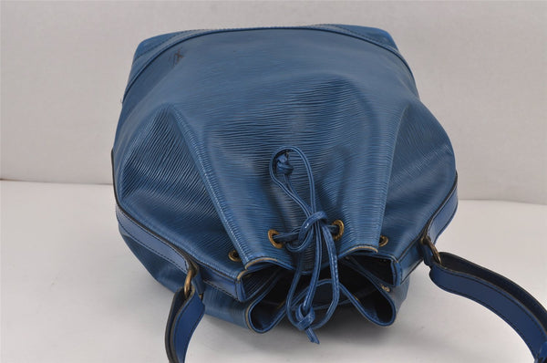 Authentic Louis Vuitton Epi Noe Shoulder Drawstring Bag Blue M44005 LV 8753J
