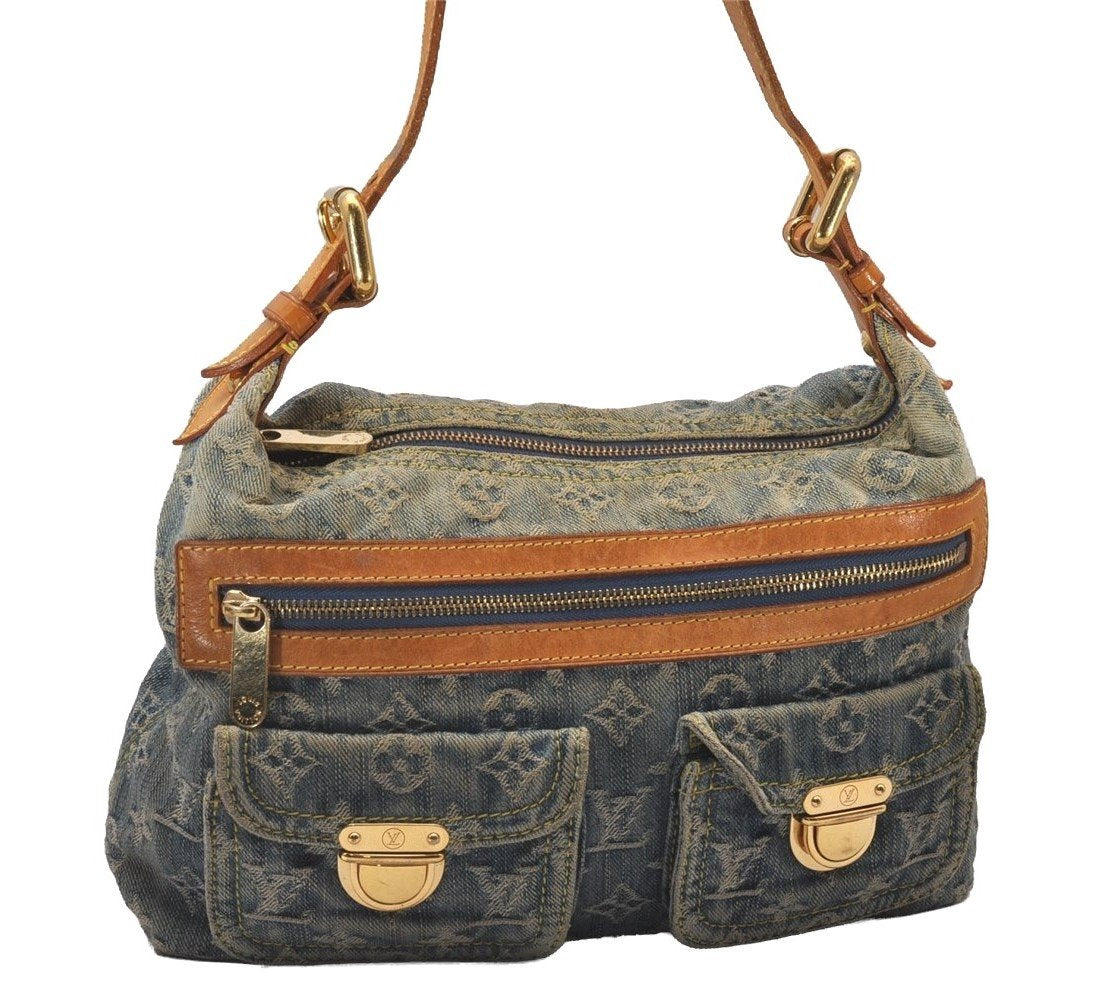 Auth Louis Vuitton Monogram Denim Baggy PM Shoulder Bag Blue M95049 LV 8754I