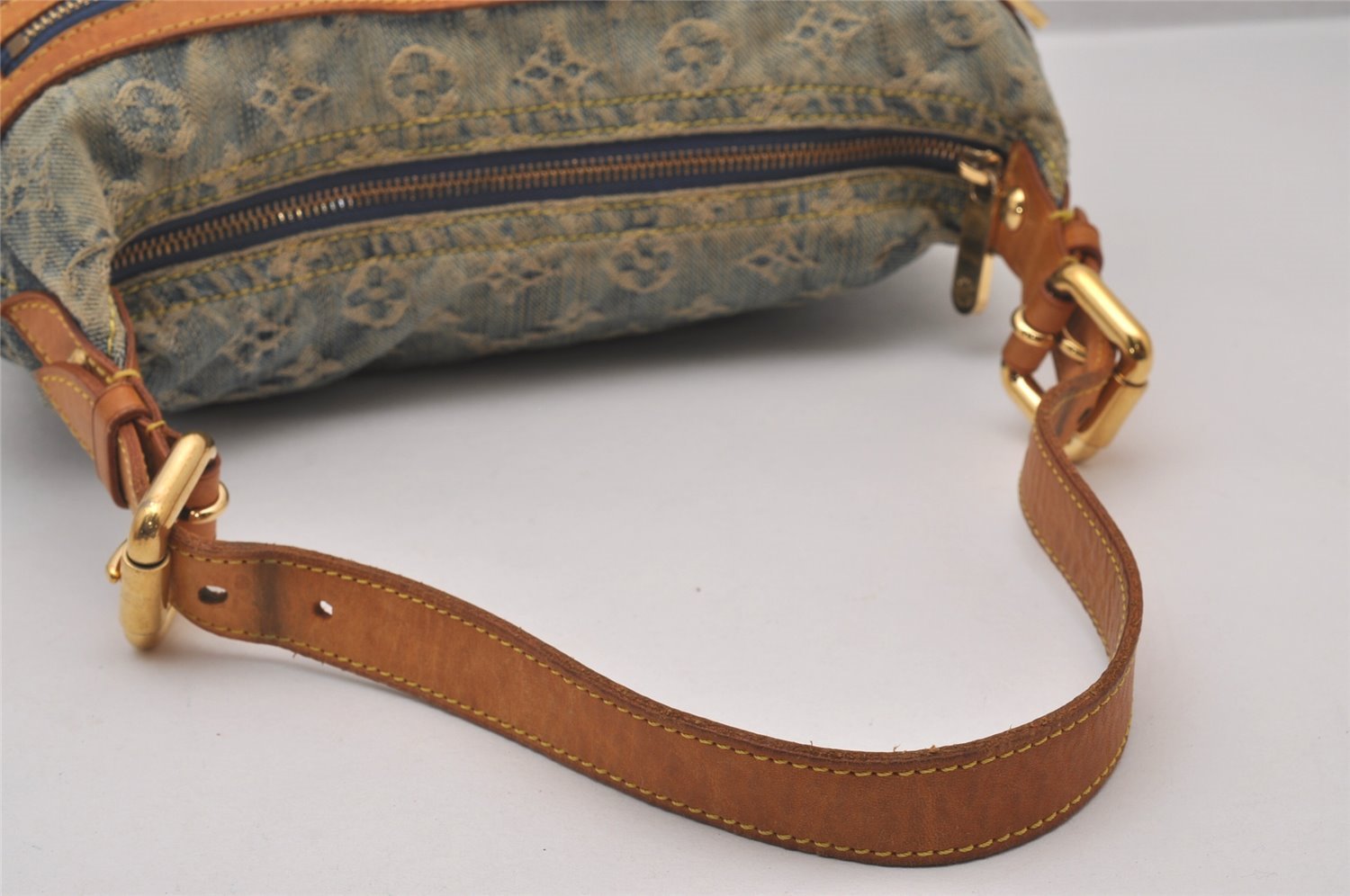 Auth Louis Vuitton Monogram Denim Baggy PM Shoulder Bag Blue M95049 LV 8754I