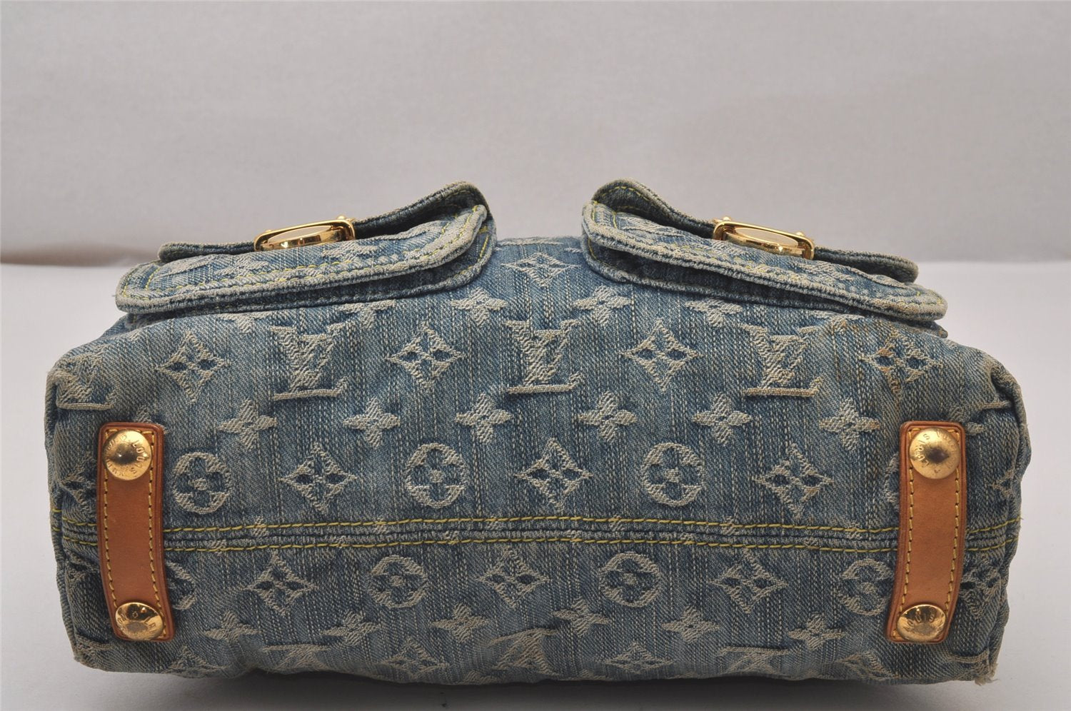 Auth Louis Vuitton Monogram Denim Baggy PM Shoulder Bag Blue M95049 LV 8754I