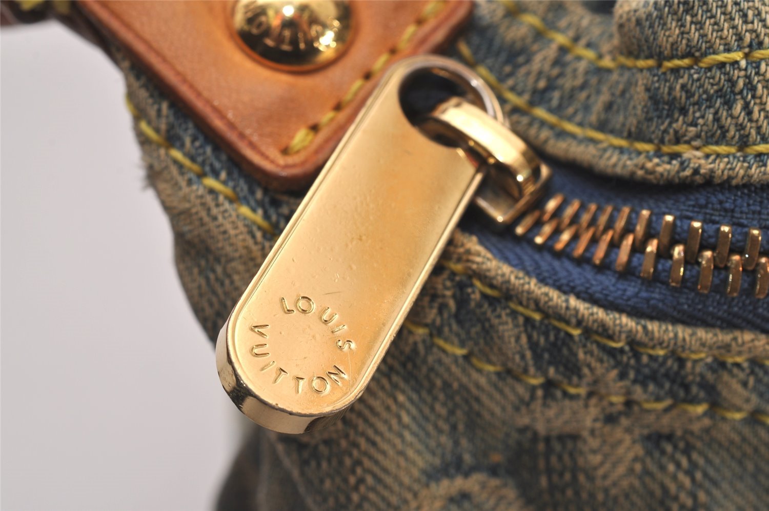 Auth Louis Vuitton Monogram Denim Baggy PM Shoulder Bag Blue M95049 LV 8754I