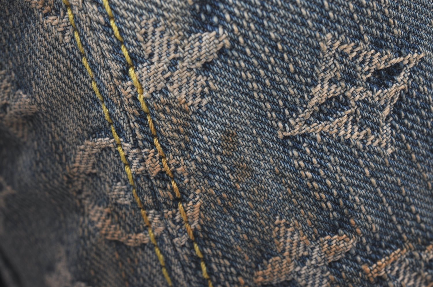 Auth Louis Vuitton Monogram Denim Baggy PM Shoulder Bag Blue M95049 LV 8754I