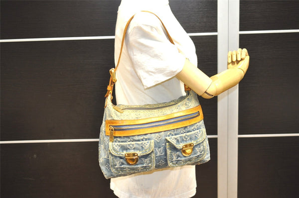 Auth Louis Vuitton Monogram Denim Baggy PM Shoulder Bag Blue M95049 LV 8754I