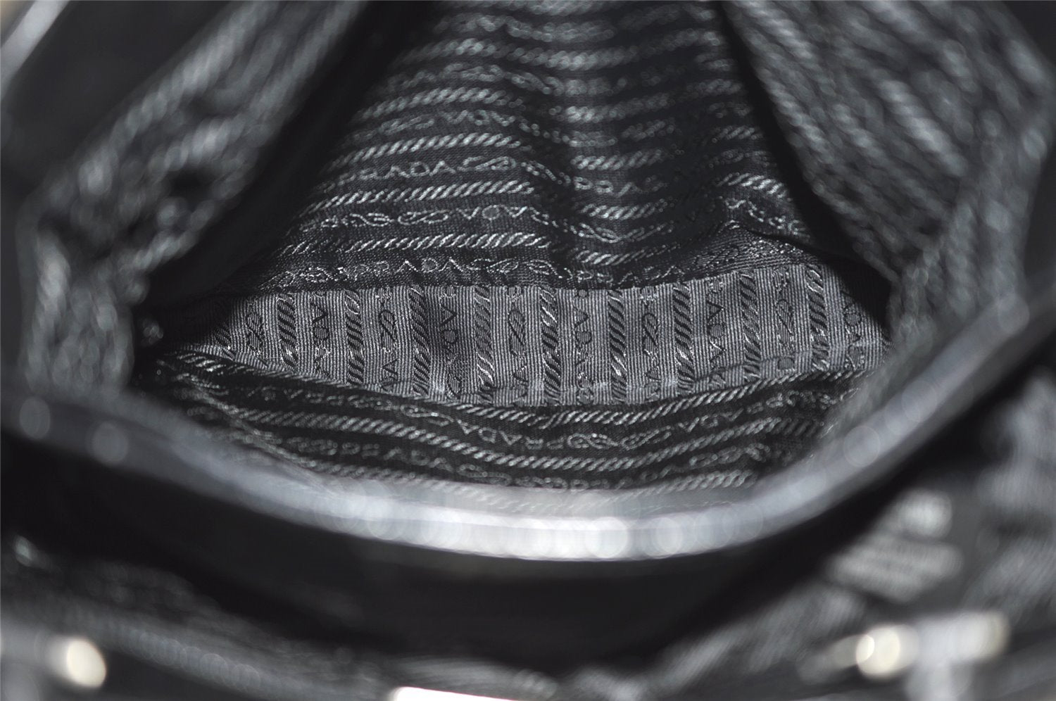 Authentic PRADA Vintage Wool Leather Shoulder Hand Bag Purse Black 8755J
