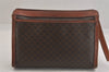 Authentic CELINE Macadam Blason Clutch Hand Bag Purse PVC Leather Brown 8756M