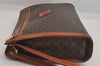 Authentic CELINE Macadam Blason Clutch Hand Bag Purse PVC Leather Brown 8756M