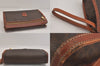 Authentic CELINE Macadam Blason Clutch Hand Bag Purse PVC Leather Brown 8756M
