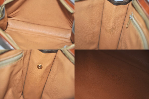 Authentic CELINE Macadam Blason Clutch Hand Bag Purse PVC Leather Brown 8756M