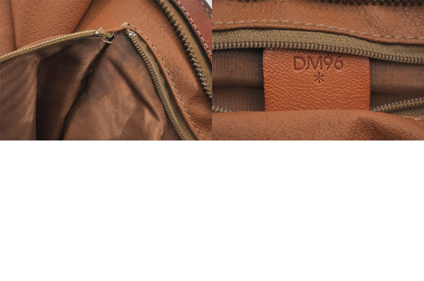 Authentic CELINE Macadam Blason Clutch Hand Bag Purse PVC Leather Brown 8756M