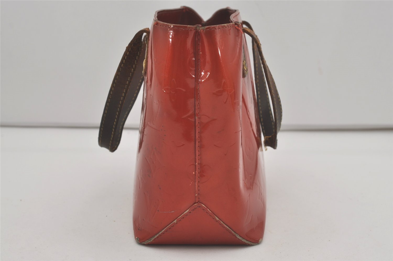 Authentic Louis Vuitton Vernis Reade PM Hand Bag Red M91088 LV Junk 8757I