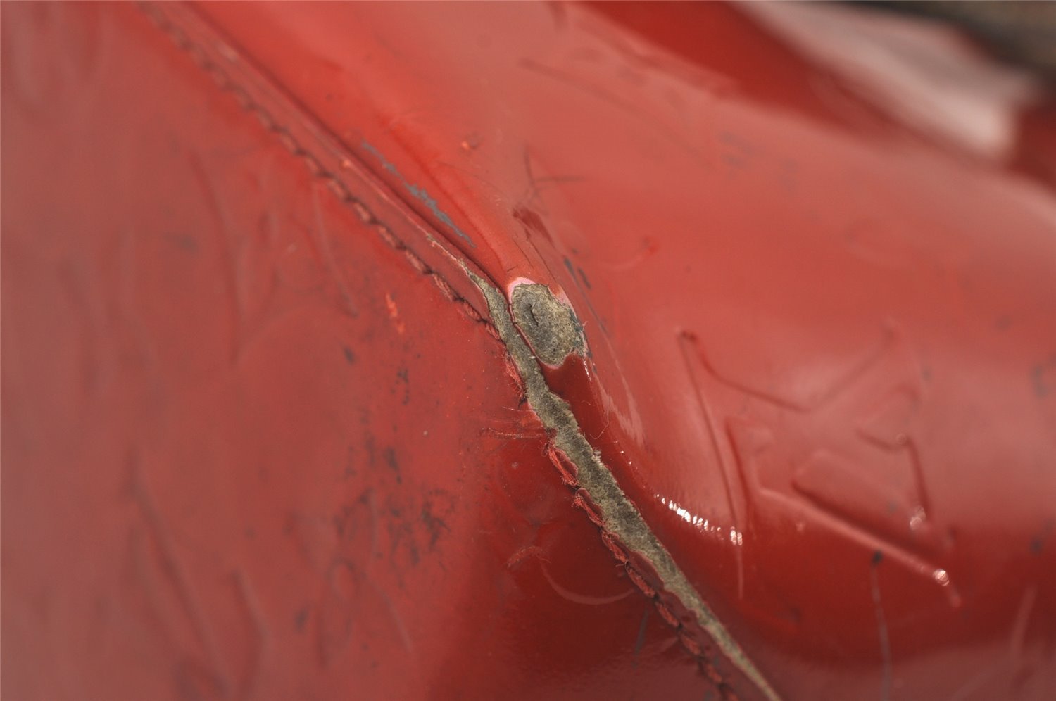 Authentic Louis Vuitton Vernis Reade PM Hand Bag Red M91088 LV Junk 8757I