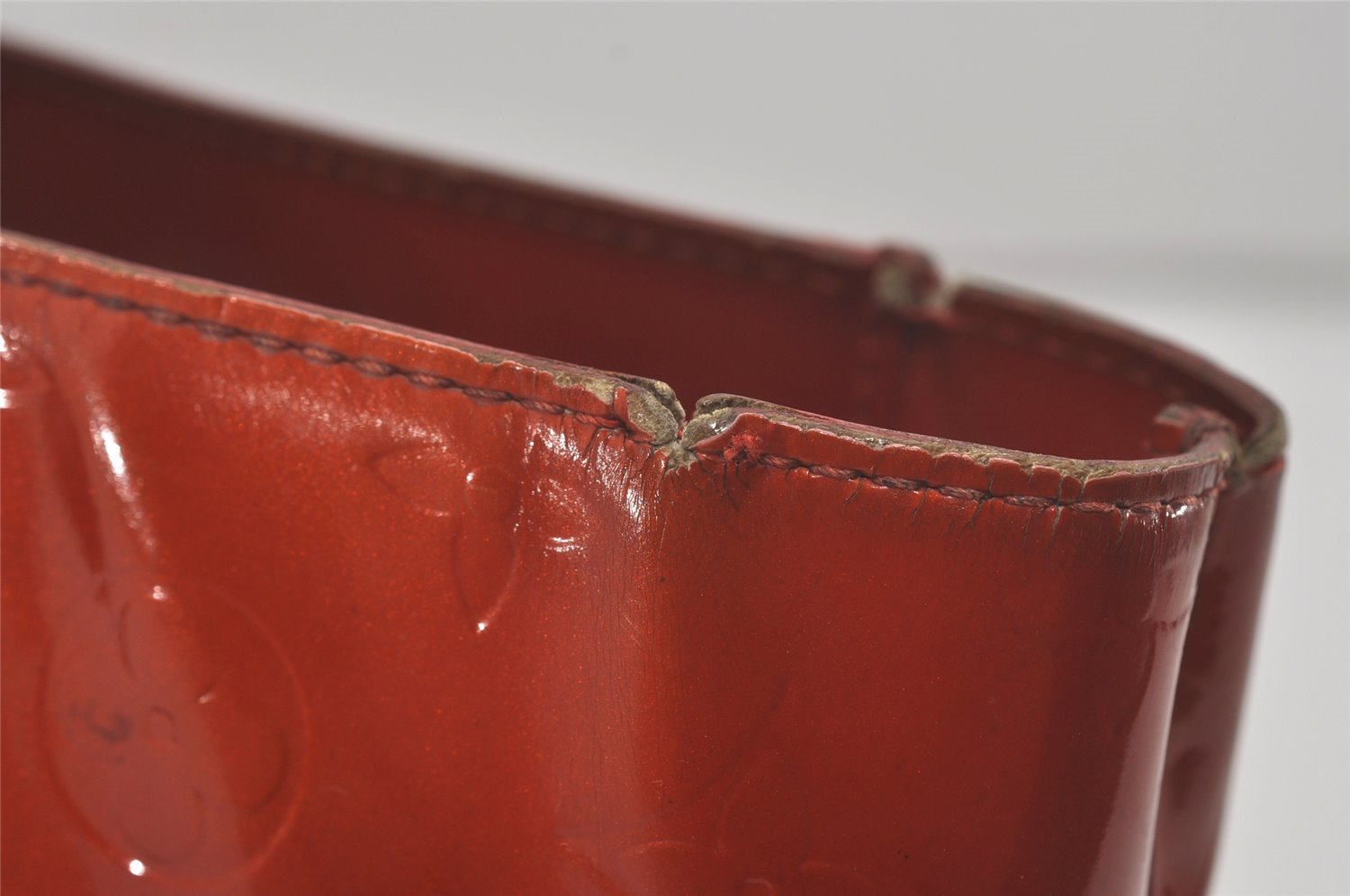 Authentic Louis Vuitton Vernis Reade PM Hand Bag Red M91088 LV Junk 8757I