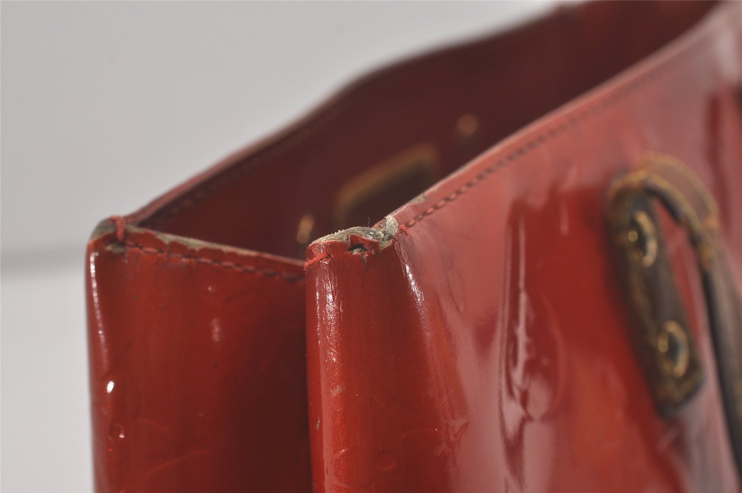 Authentic Louis Vuitton Vernis Reade PM Hand Bag Red M91088 LV Junk 8757I