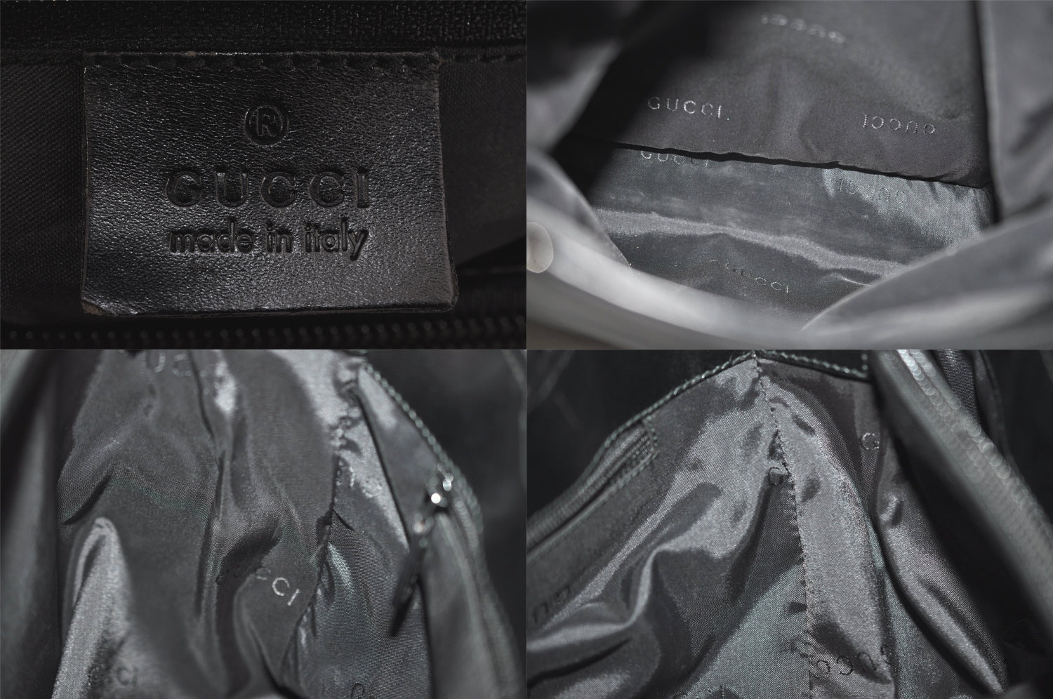 Authentic GUCCI Vintage Hand Bag Purse Nylon 0021025 Black 8758M