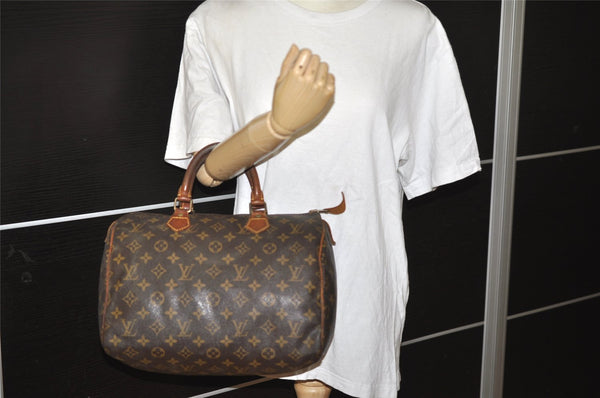 Authentic Louis Vuitton Monogram Speedy 30 Hand Boston Bag M41526 LV 8759I