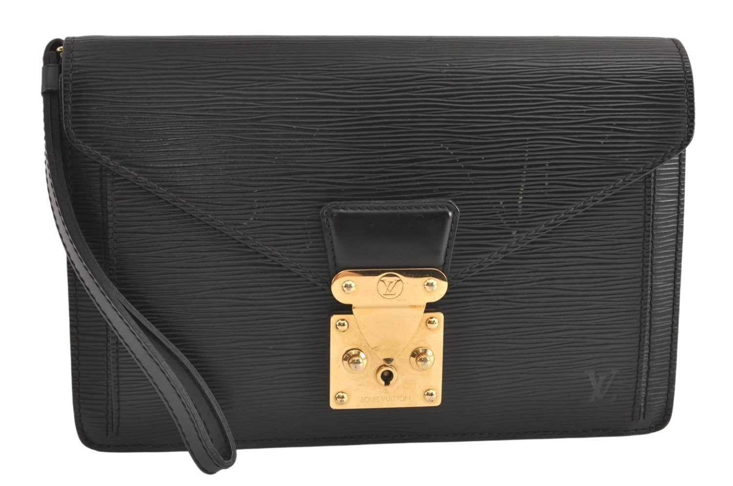 Authentic Louis Vuitton Epi Sellier Dragonne Clutch Bag Black M52612 LV 8759J