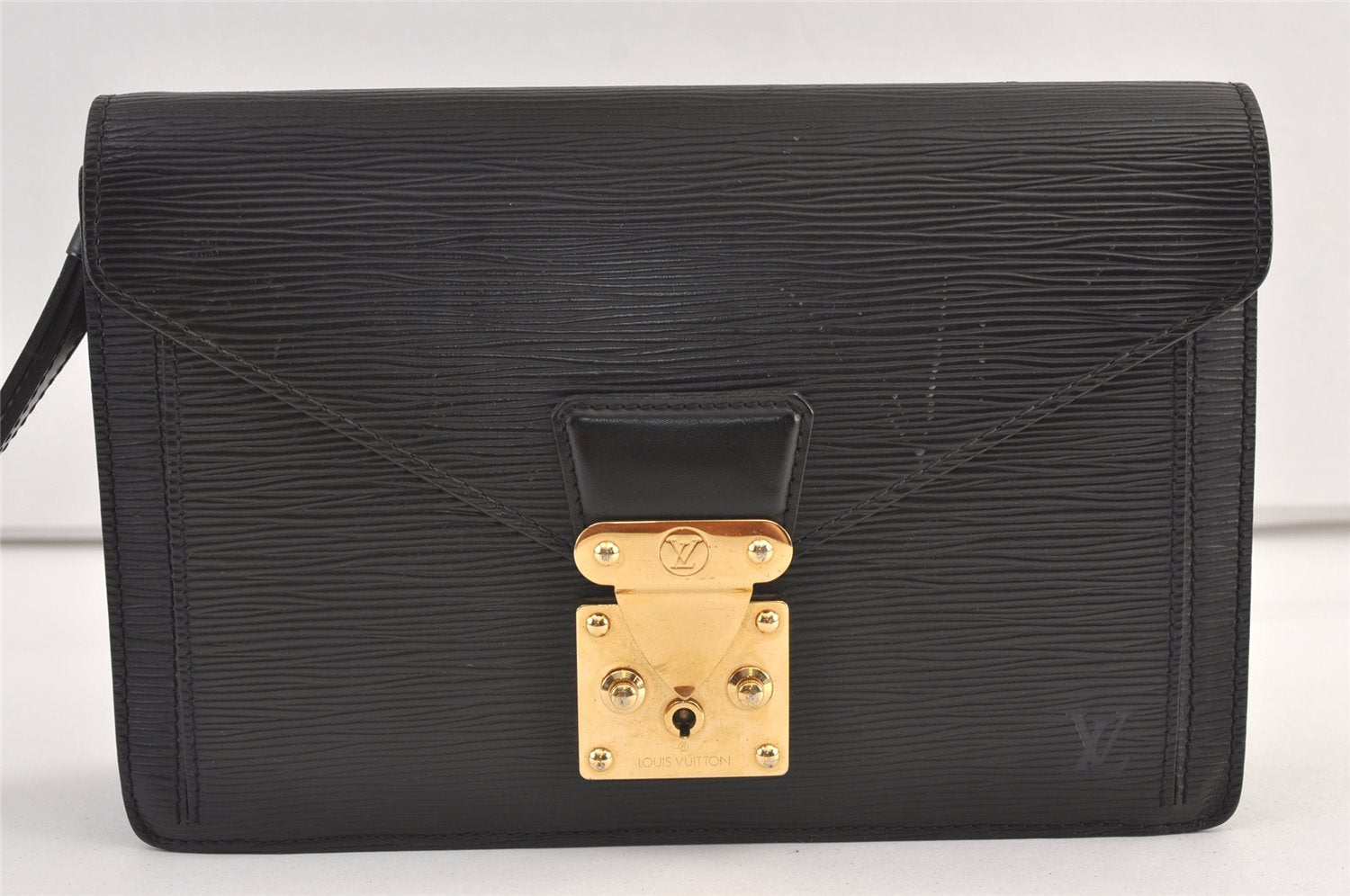 Authentic Louis Vuitton Epi Sellier Dragonne Clutch Bag Black M52612 LV 8759J