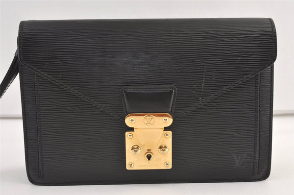 Authentic Louis Vuitton Epi Sellier Dragonne Clutch Bag Black M52612 LV 8759J