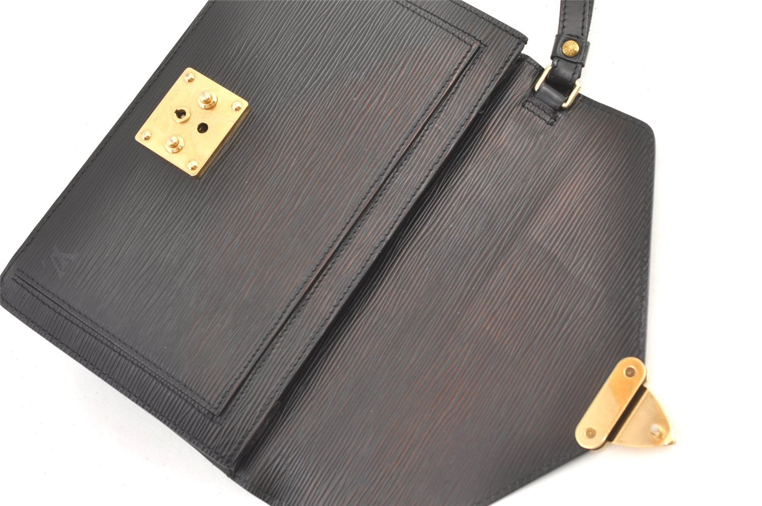 Authentic Louis Vuitton Epi Sellier Dragonne Clutch Bag Black M52612 LV 8759J