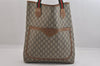 Authentic GUCCI Web Sherry Line Vintage GG Plus Tote Bag PVC Leather Brown 8760M